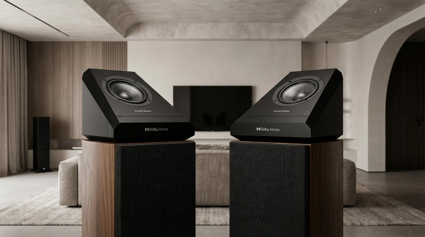 Dolby Atmos Aufsatz-Lautsprecher auf Standboxen