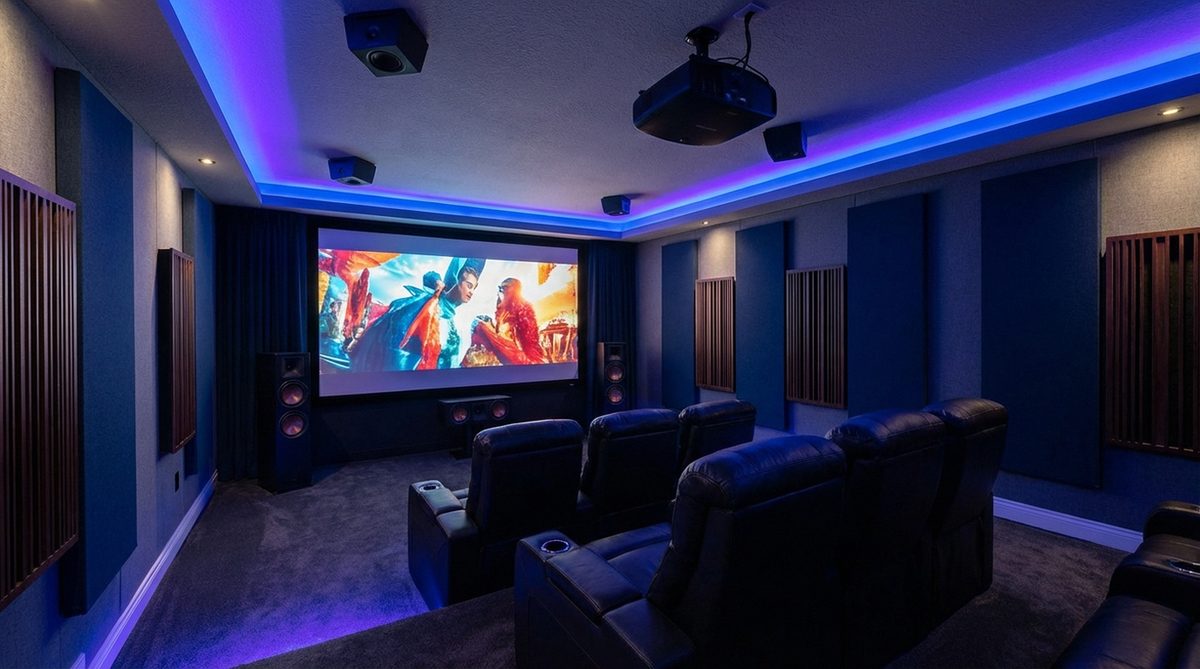 Premium Dolby Atmos Heimkino mit Beamer und Surround-System